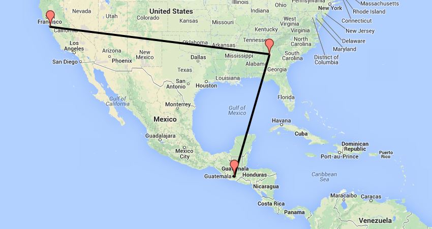 Map of Route to Guatemala