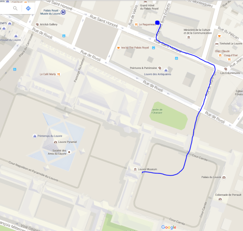 Map from rue des Bons Enfants to Louvre